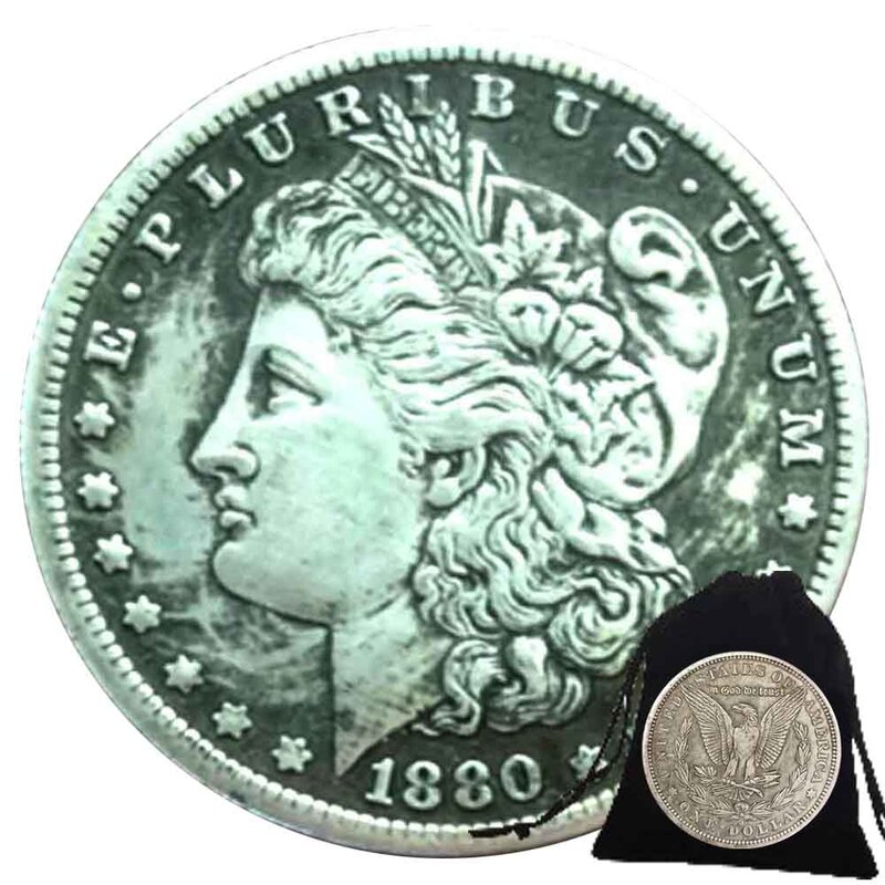 Lusso 1880 US Liberty Goddess Fun Couple Art Coin/Nightclub solution Coin/buona fortuna moneta tascabile commemorativa + borsa regalo