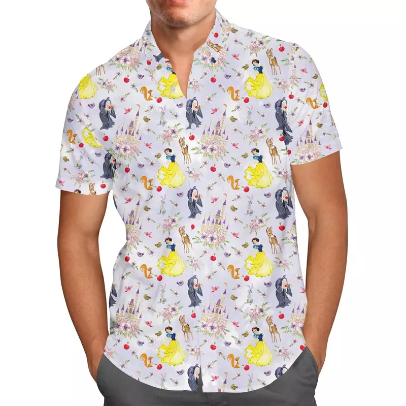 Grumpy Dwarf Snow White Hawaiian Shirt For Men's Disney Palm Leaves Hawaiian Shirt Men's clothing Casual Beach Button Down Shirt