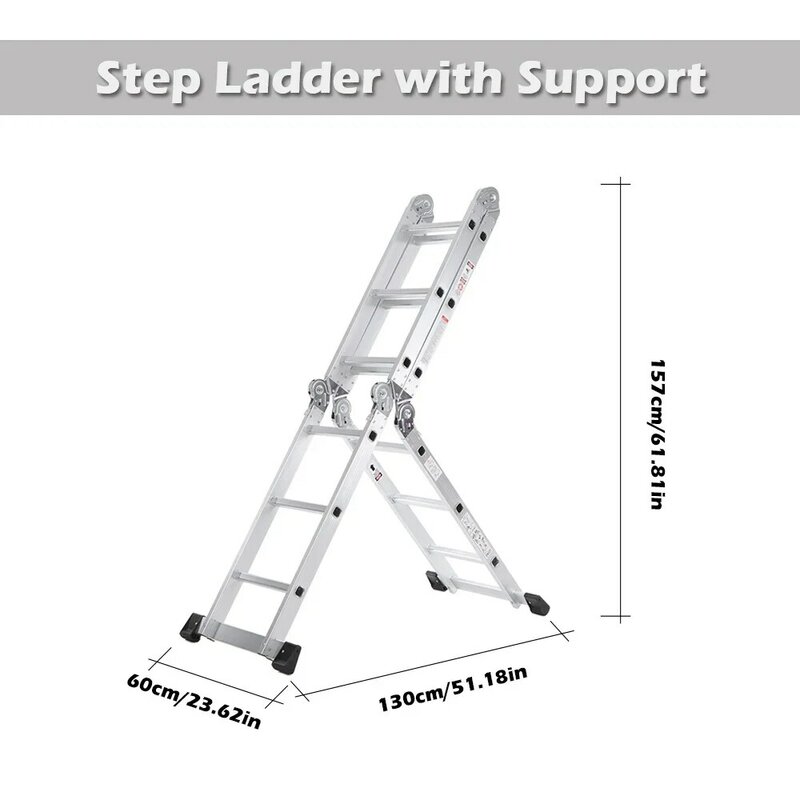 Escalera multiusos 7 en 1, plataforma de trabajo telescópica plegable de aluminio, andamio con bisagra de bloqueo
