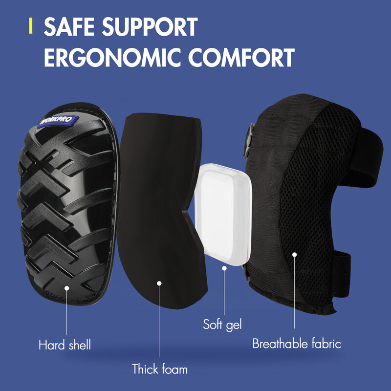 WORKPRO 1 Pair Gel Knee Pads EVA Adjustable Straps Padding Professional Protective Gears for Garden Working Protection Equipment
