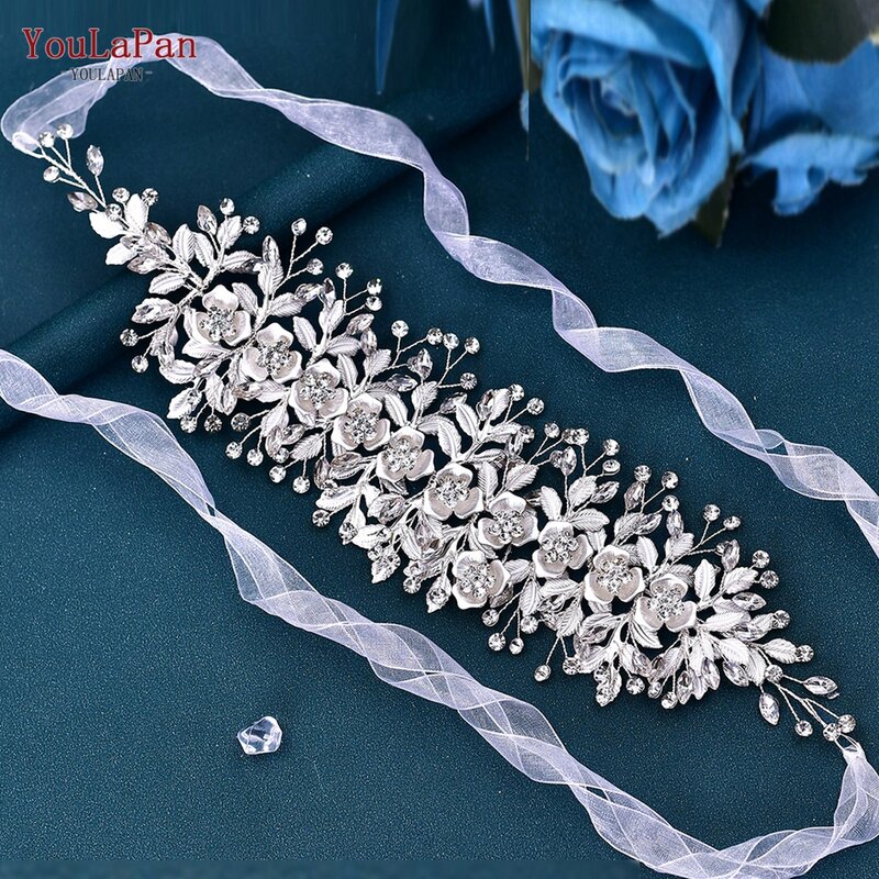 YouLaPan SH349 Elegant Wedding Dresses Belt Alloy Flower Crystal Belts for Bride Women Waistband Jewel Accessories Bridal Sashes