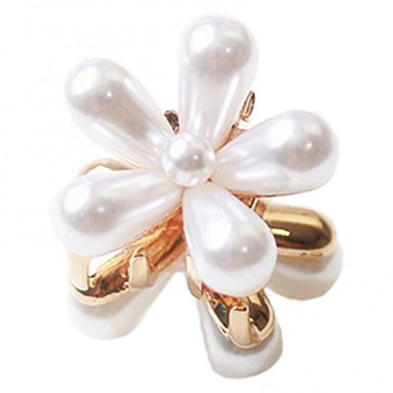 Women Hairpin Retro Sweet Faux Pearl Flower Mini Hair Clip Headpiece Apparel Accessories