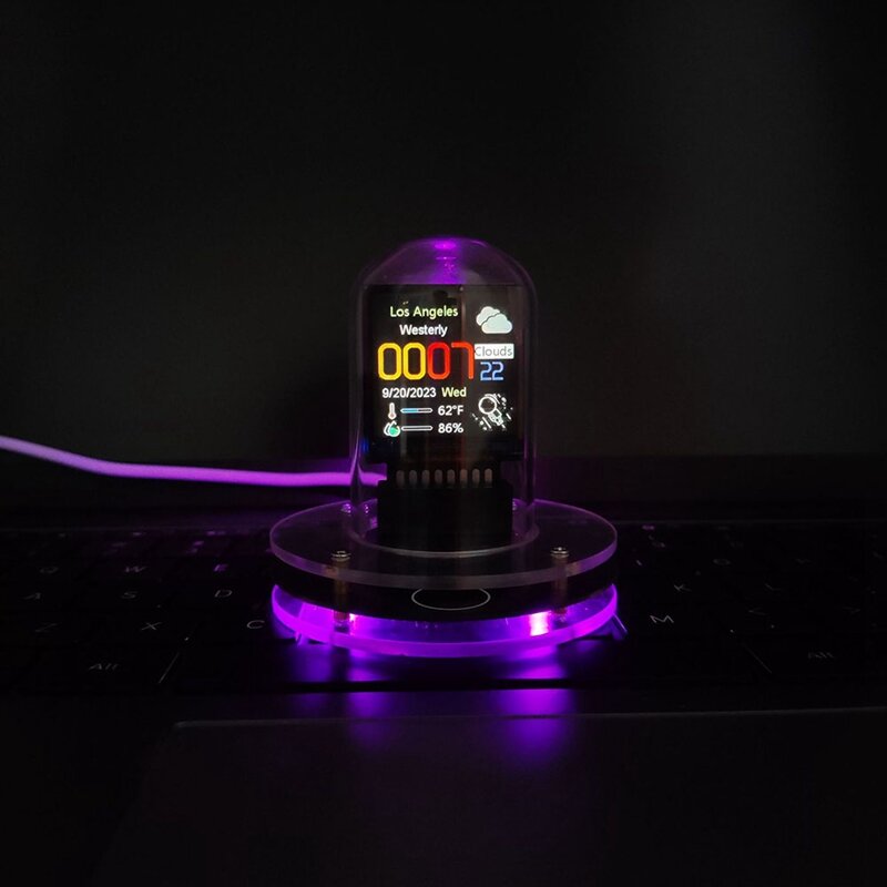 RGB Nixie أنبوب على مدار الساعة ، شبكة واي فاي الذكية ، LED الباعثة للضوء ، IPS شاشة ملونة ، لتقوم بها بنفسك ، التناظرية الرقمية ضوء الليل ، سهلة التركيب