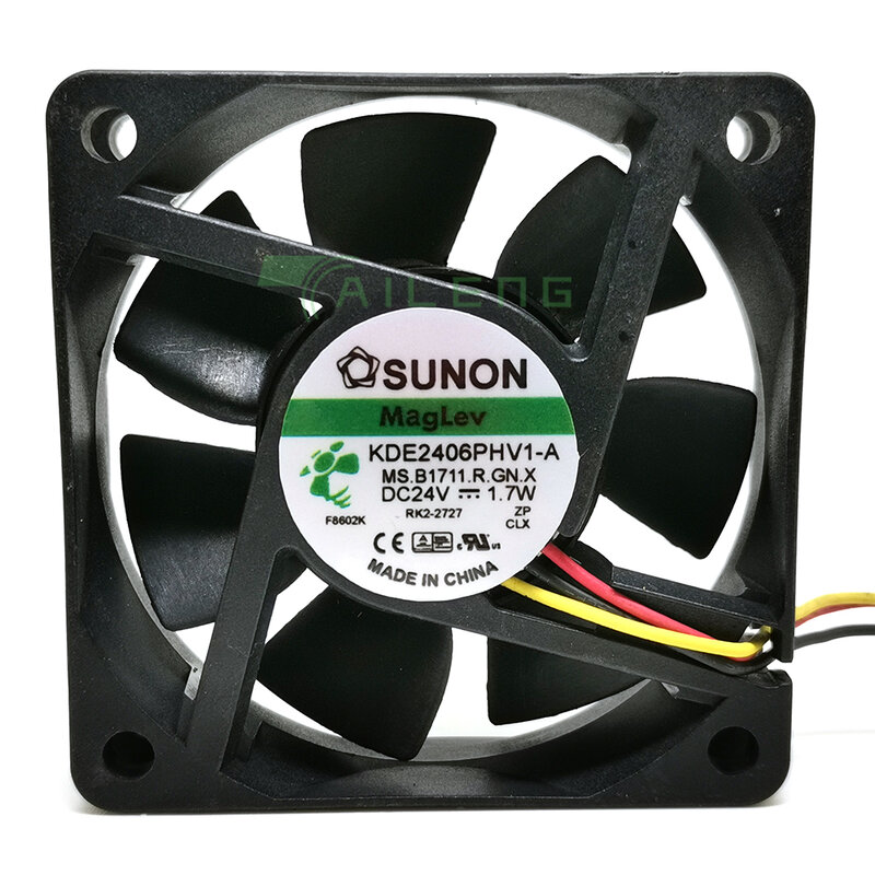 for SUNON KDE2406PHV1-A 6CM 60mm 1.7W 24V 6015 3 wire alarm cooling fan 60*60*15mm