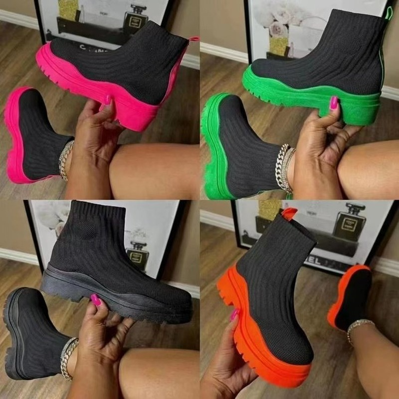 Sock Boots Women 2022 New Original Brand Women's Socks Boots Slip-on Shoes Ladies Platform Casual Shoes Zapatillas De Mujer