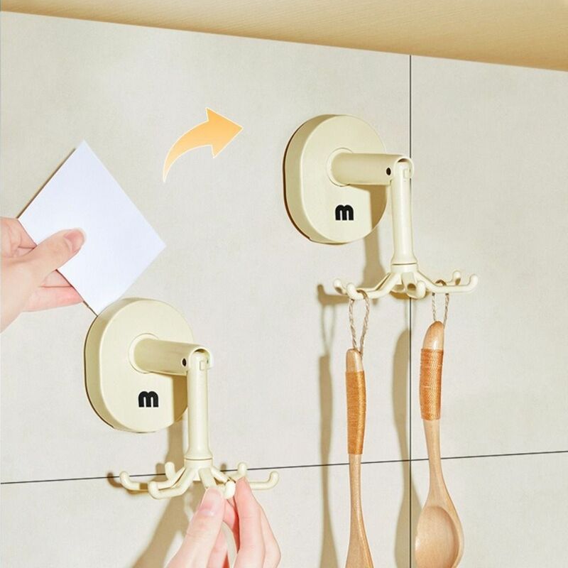 Suction Cup 360° Rotating Hook Multifunctional No-Punch Kitchen Utensil Holder Organizer Hook Six Claw Hook Wall Mounted Hanger