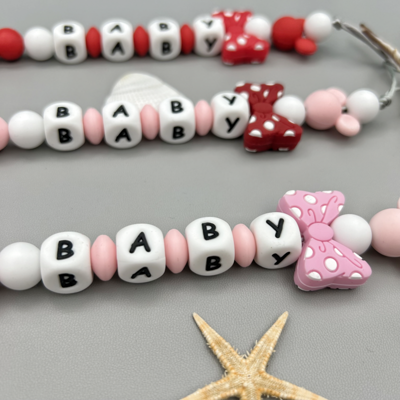 Personalized Letters Name Baby Silicone Cartoon Pacifier Clips Chains Teether Pendants Baby Pacifier Kawaii Teether Toy Gifts