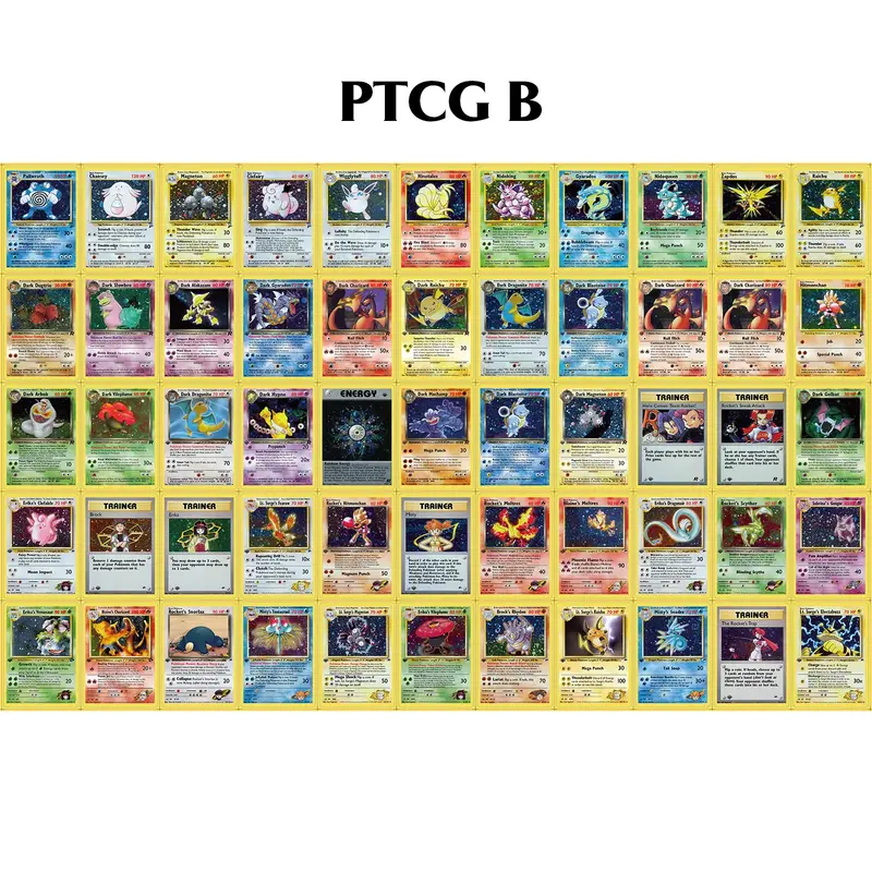 ポケモンニッケルホログラフィックコレクションカード、ptcgプロキシカードセット、ブルーコアペーパー、第1版、キッズポケモントイ、55個