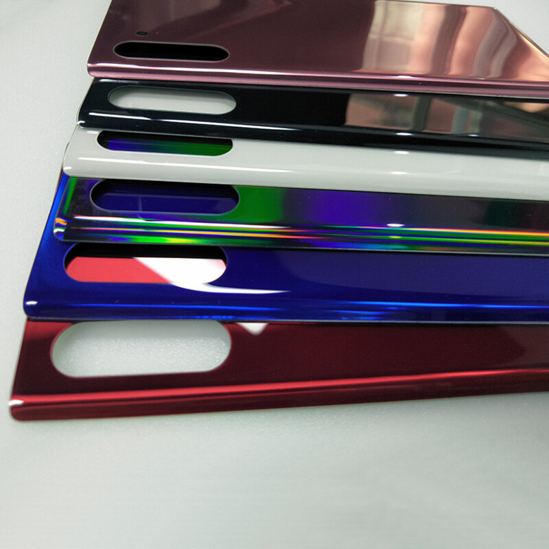 เคสกระจกคลุมด้านหลังสำหรับ Samsung Galaxy Note10เคสกระจกสำหรับ Galaxy Note 10 Plus 10 Plus Note10 + ฝาครอบหลังแบตเตอรี่ N970 N975F + กาว