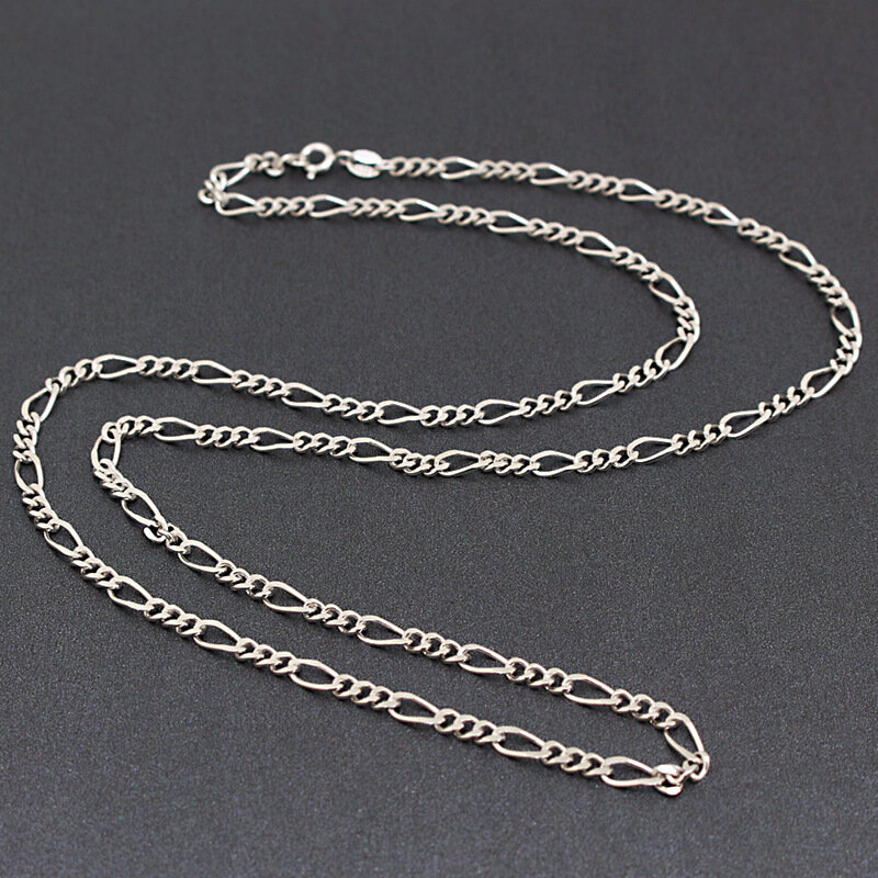 Цепочка плетеная «Фигаро» из серебра 925 пробы, ширина 1,4-3,4 мм, Длина 45-60 см