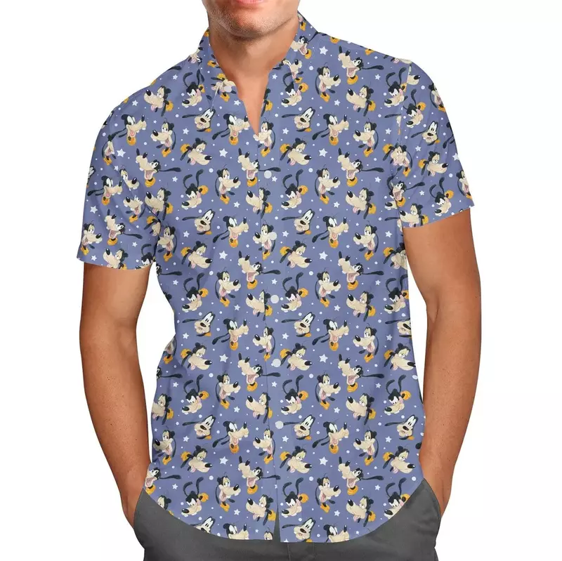 Мужская Летняя гавайская рубашка Goofy Dog, новинка 2023, модная детская пляжная рубашка с короткими рукавами и пуговицами, для вдохновения Диснея