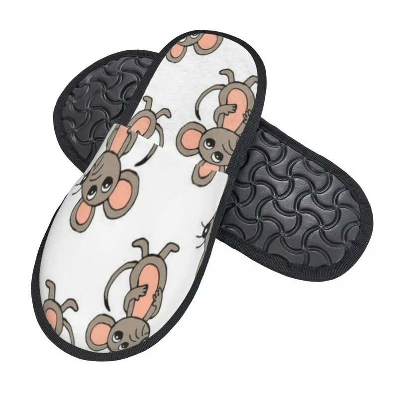 Zapatillas de interior de felpa con patrón de ratones divertidos, zapatos suaves y cálidos para el hogar, calzado de otoño e invierno