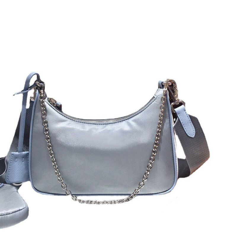 P 2023 модная женская сумка на одно плечо, Диагональная Сумка с перекрестной цепочкой для подмышек с нейлоновой тканью, Хобо, три в одной сумке