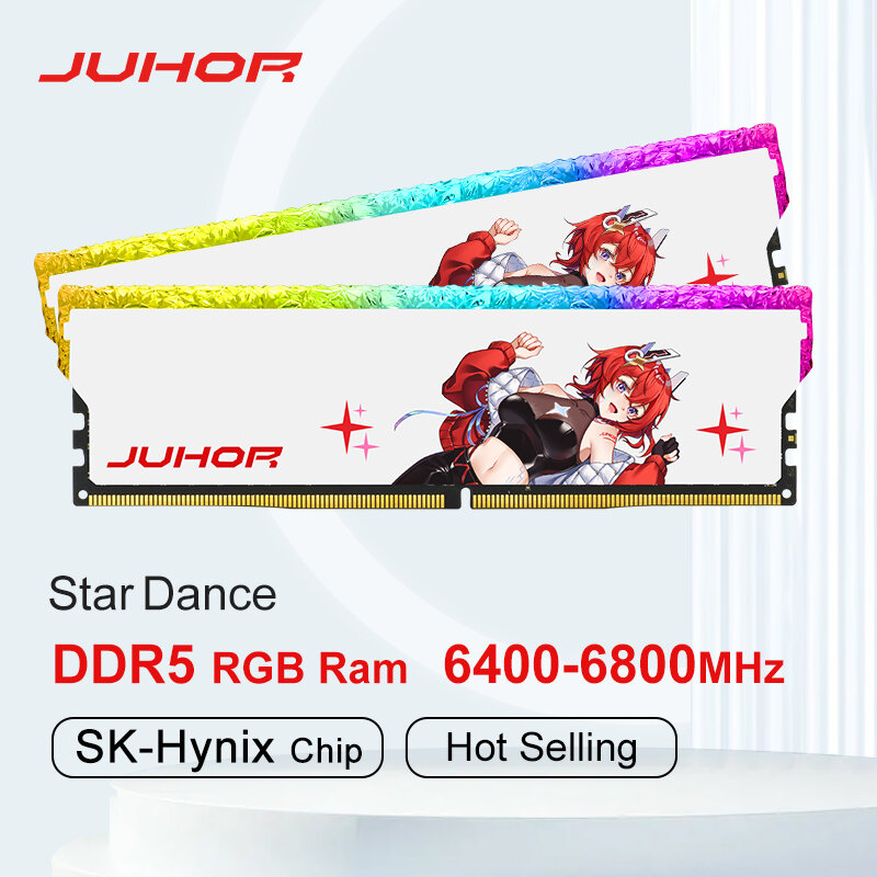 JUHOR DDR5 Memoria RGB 16GB 6400MHz 6800MHz Hynix A-Die Chip Original Ordenador de Escritorio Ram