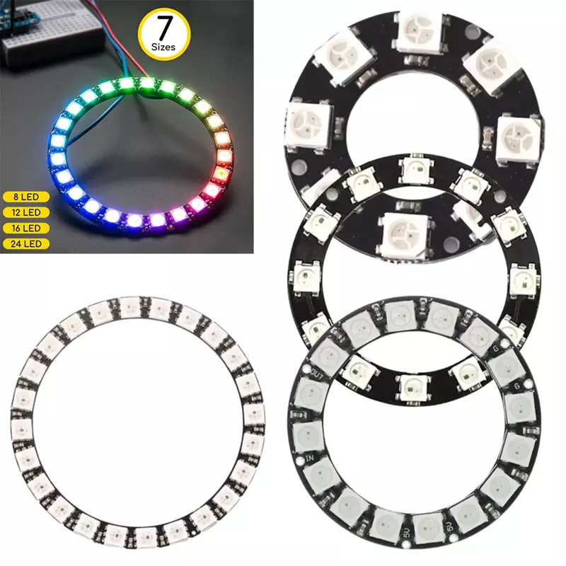 Brand New LED Ring Driver Development Board 5050 Built-in 5V Individual Addressable RGB LED NeoPixel Ring For ArduinoWS2812