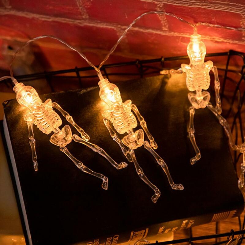 Spooky Skeleton String Lamp Festive Halloween Skeleton String Lights impermeabile a batteria ricaricabile per interni/esterni