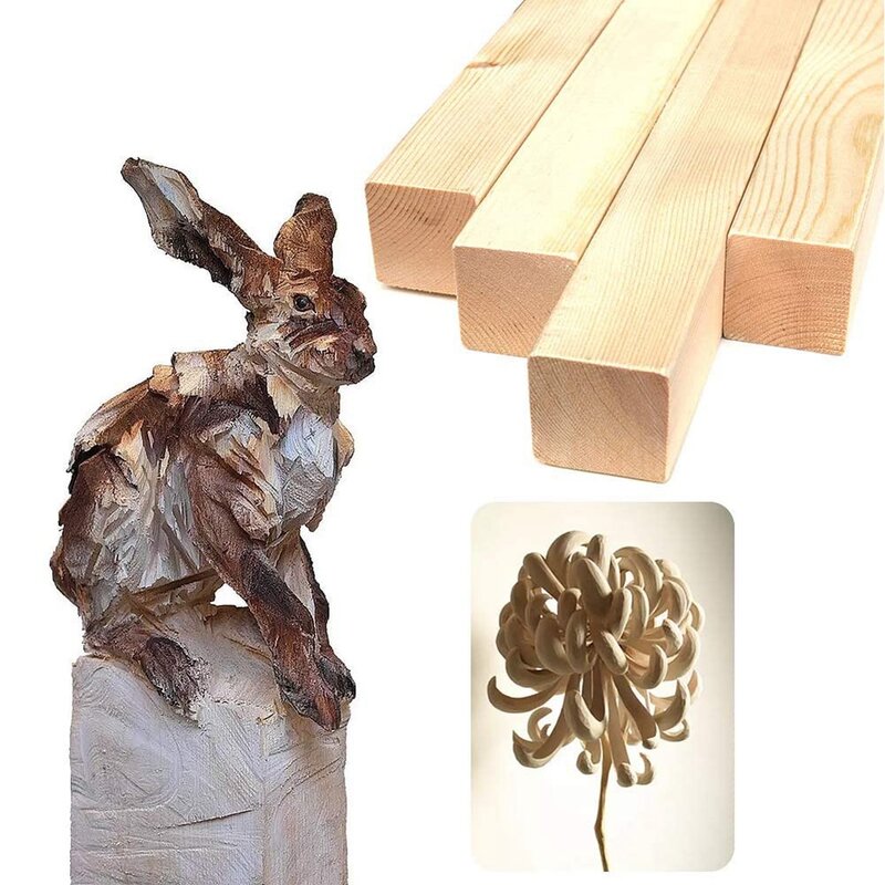 Bloques de tallado de tilo para principiantes, Kit de Hobby de tallado de madera, bricolaje, 6 piezas