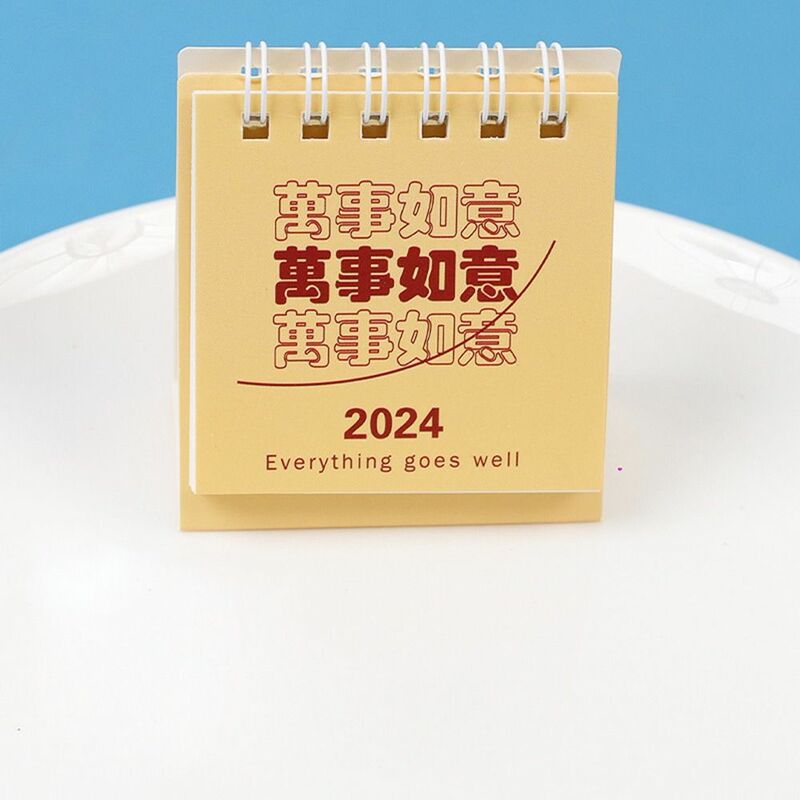 Mini Calendario de escritorio con tapa de pie, organizador de Agenda, horario diario, Agenda anual, palabras de bendición, 2024