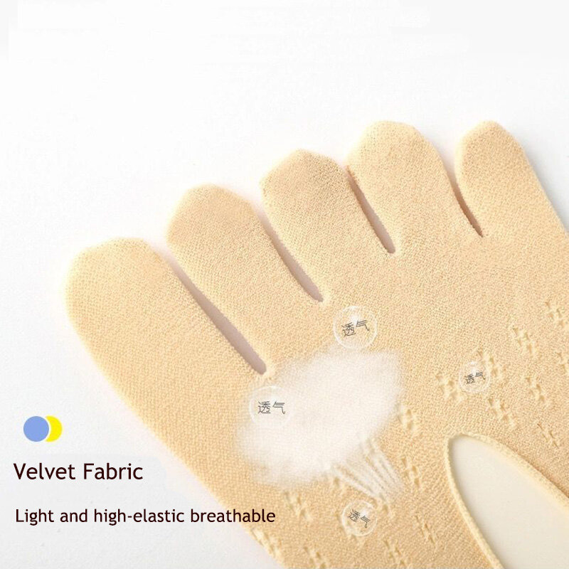 USHINE-Calcetines ultrafinos de cinco dedos para mujer, medias invisibles con silicona, antideslizantes, transpirables, antifricción