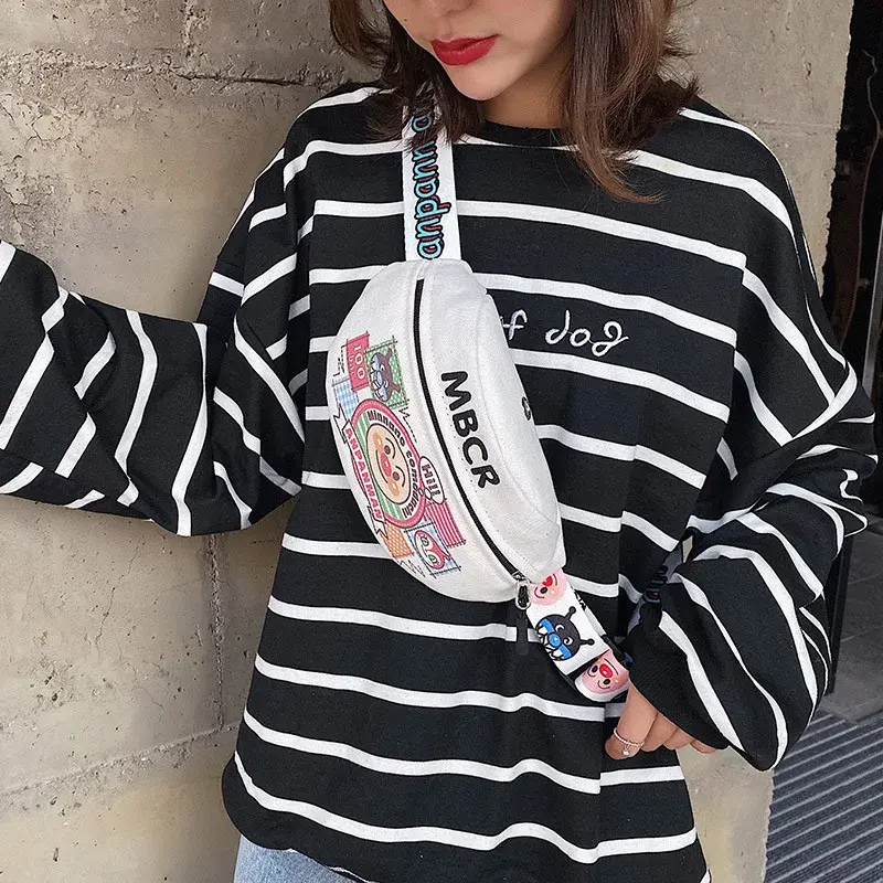 Ins Chest Bag for Girls 2023 New Korean Edition Student Fashionable Girl Broadband  Shoulder Cross Bag Fashion Canvas Waistpack