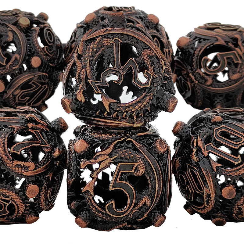 TRPG Game Dice Metal Hollow Dice Set DND Dungeons and Dragons Polyhedral Dice RPG Board Game Cthulhu Game Dice