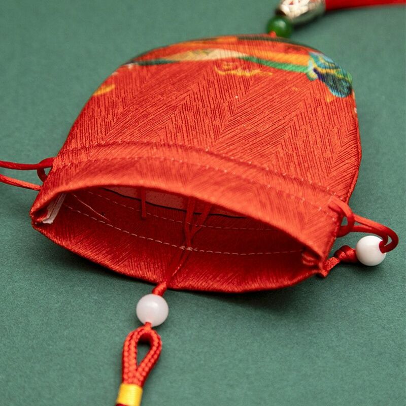 Bolsita de estilo chino para mujer, bolso vacío de fondo redondo, bolsa de tela para colgar en el coche, bolsa de joyería, bolsas de almacenamiento de joyería