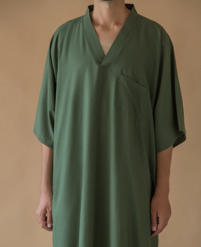 라마단 남성용 무슬림 드레스, 단색 긴 소매 V넥, 주머니가 있는 카프탄 이슬람 아랍 긴 가운, 남성용 토브 로브