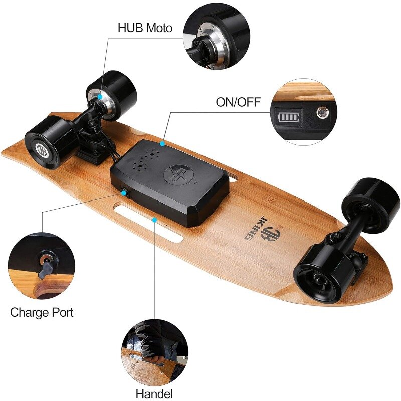 Jking-Skateboard électrique avec télécommande, longboard, 700W, moteur airies, 16.7 MPH, vitesse maximale, portée de 8.2 Beauté