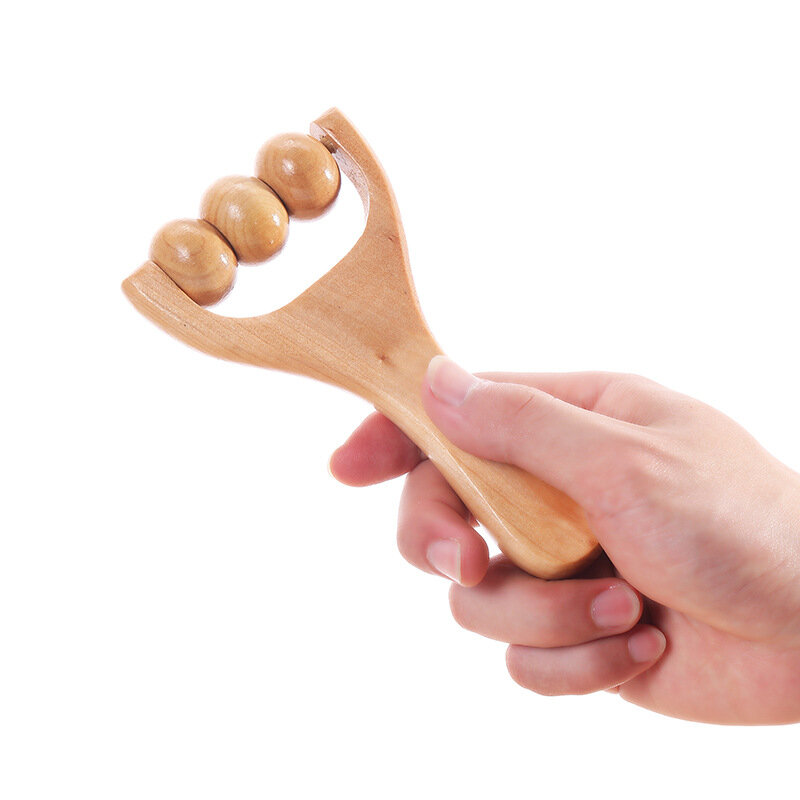 Drewniany masażer stóp ręcznie Push Roller twarzy ramię szyi talii kojący urządzenie do masażu do usuwania ciała skrobanie kijek do masażu