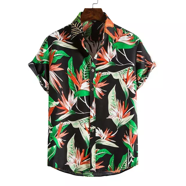 قميص رجالي بنمط شجرة جوز الهند المطبوع ، توبات شاطئ غير رسمية ، ملابس بأكمام قصيرة ، موضة هاواي ، من من من من من من من من من من ؟