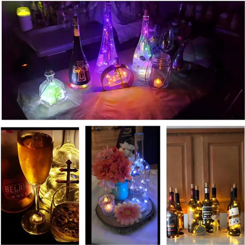 PaaMaa LED 와인 병 스트링 조명, 구리 와이어 요정 조명, 코르크 모양 조명, 웨딩 파티 정원 크리스마스 장식 램프, 1m, 2m, 3m