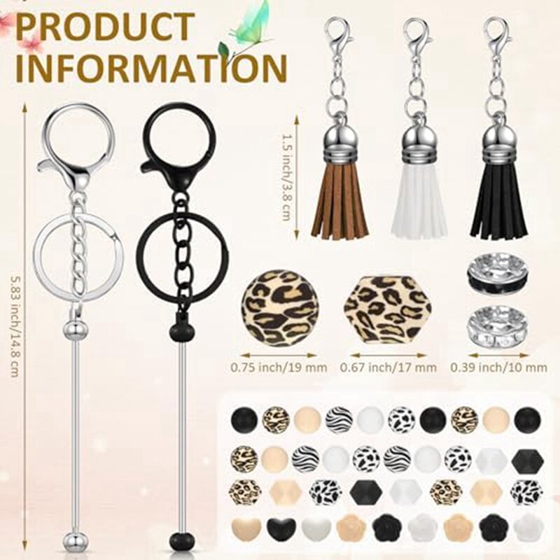 Beaded Keychain Accessories Set For Keychain Making Kit DIY Craft Durable Easy To Use