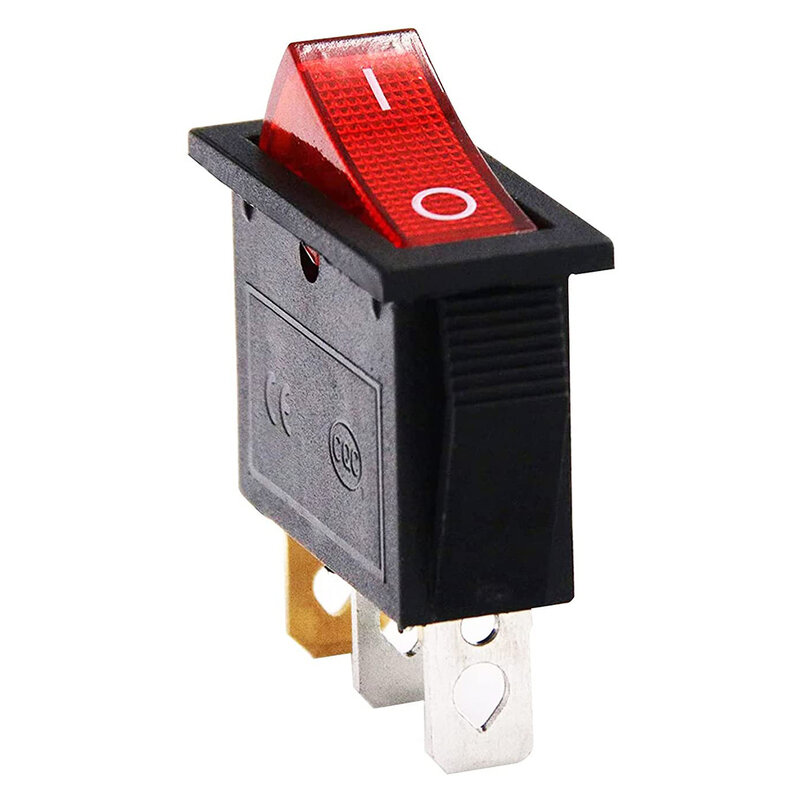 KCD3 interruptor basculante de plástico y Metal, botón rojo de encendido y apagado, 3 pines, DPST, 15A20A, 250V, 125vac, 31x14x32mm, electrodomésticos