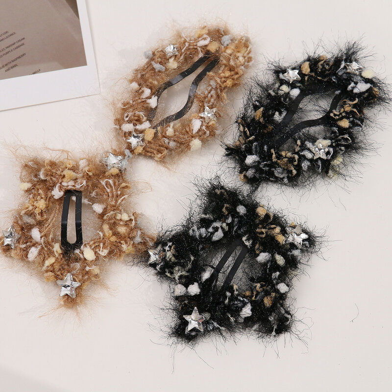 2pcs korean style chill star hair clips for women cute hair accessories for girls elegant braid hair claw female barrettes