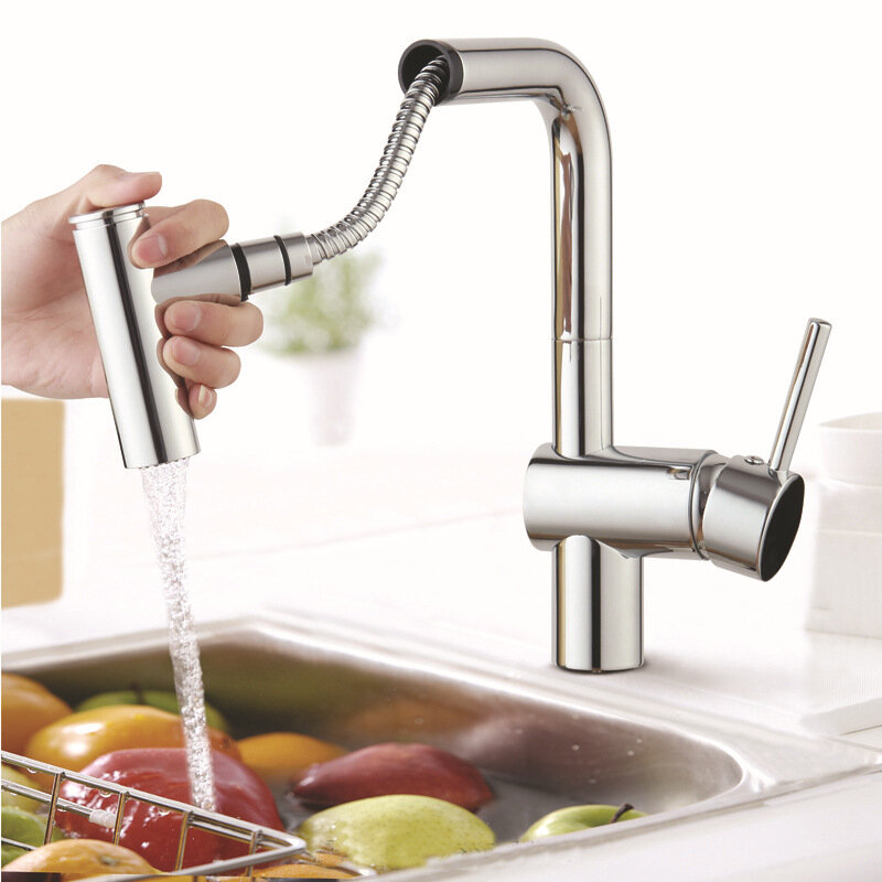 61020 Universal Kitchen Bathroom Pull Out Spray Head Replace Universal Kitchen Sink Faucet Basin Mixer Tap Silver New Arrival