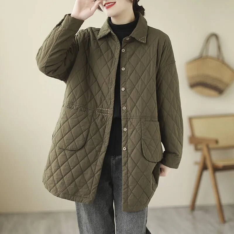 2023 jesienno-zimowa moda damska koreańska kurtka damska luźna koszula kołnierzyk bawełniana płaszcz z podszewką odzież wierzchnia damska