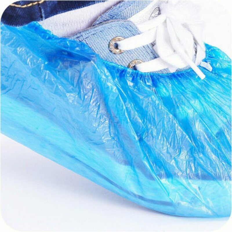 Cubierta desechable para zapatos, cubierta de plástico impermeable, antideslizante, para interiores, 100 piezas