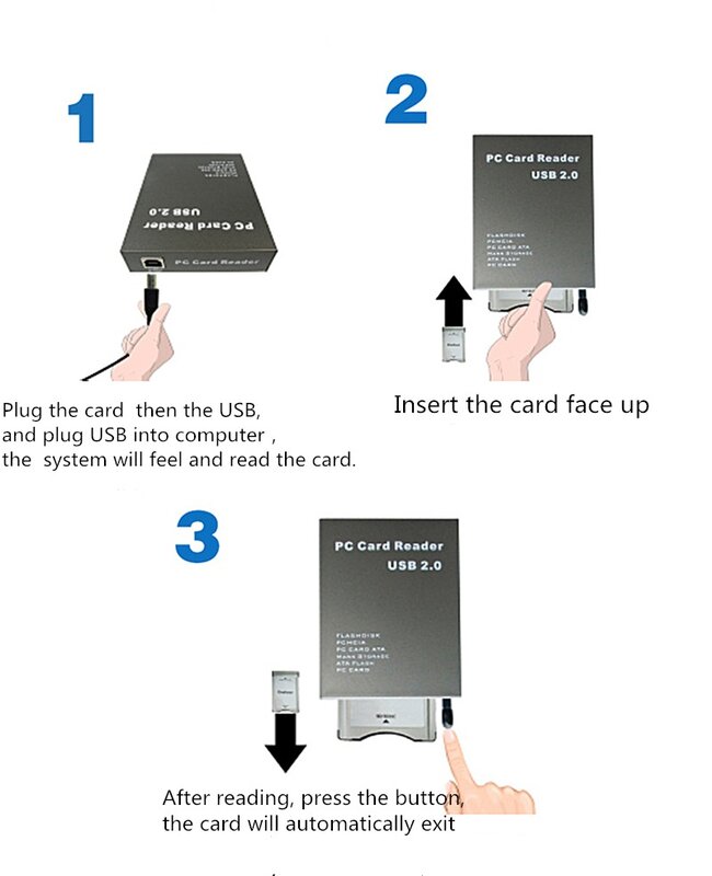 USB 2.0 to PC ATA PCMCIA Adapter Flash Disk Memory Card Reader Plug & Play