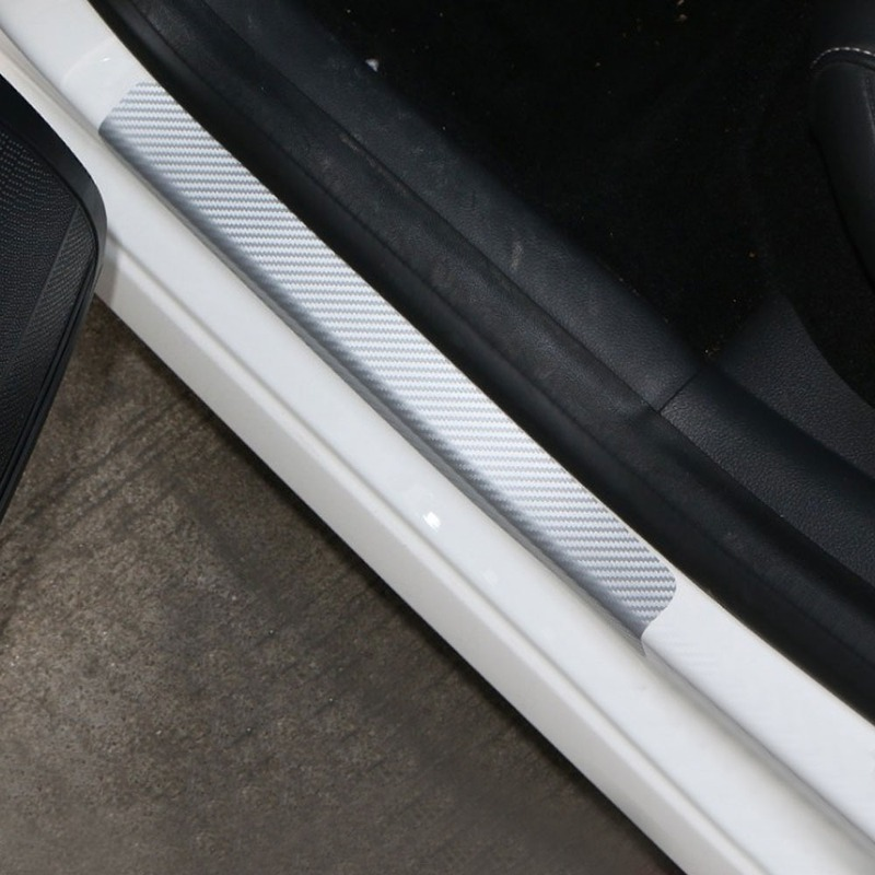 3D Carbon Fiber Car Sill Scuff Anti Scratch Threshold Sticker Decal Auto Car Trunk Door Sill Tape Protection Film Waterproof