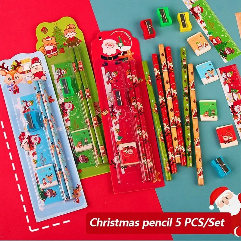 Bleistift Mädchen Junge pädagogische Anspitzer Radiergummi Schreib werkzeug Weihnachten Briefpapier Set Geschenk box Kinder Briefpapier Geschenke
