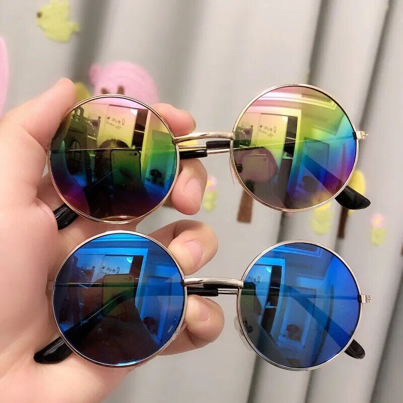 Okulary przeciwsłoneczne dla dzieci słodkie okrągłe kolorowe lustro odblaskowe okulary przeciwsłoneczne dla dzieci chłopiec dziewczyna UV400 okulary okulary ochronne
