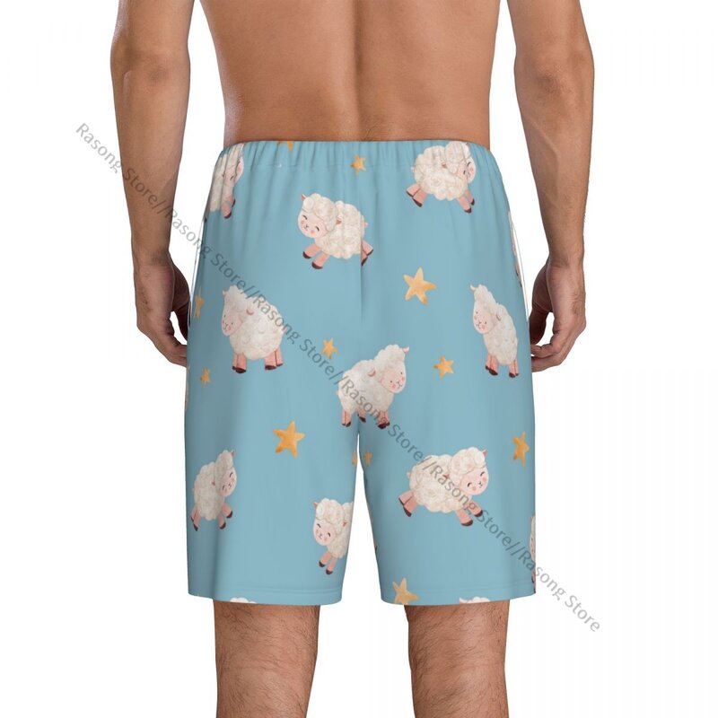 Men's Short Sleep Pants Cute Sheep Mens Pajamas Pants Sleepwear