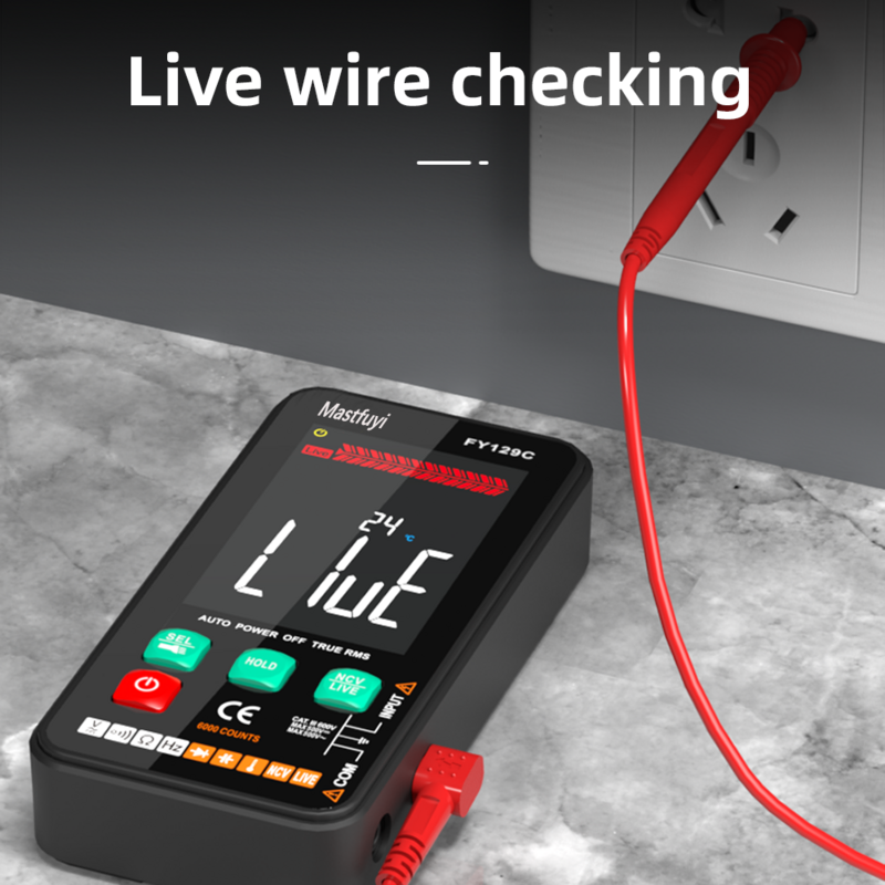 MASTFUYI smart digital multimeter mit halterung lcd farbbild schirm ac/dc spannungs tester ohm diode ncv frequenz live wire check