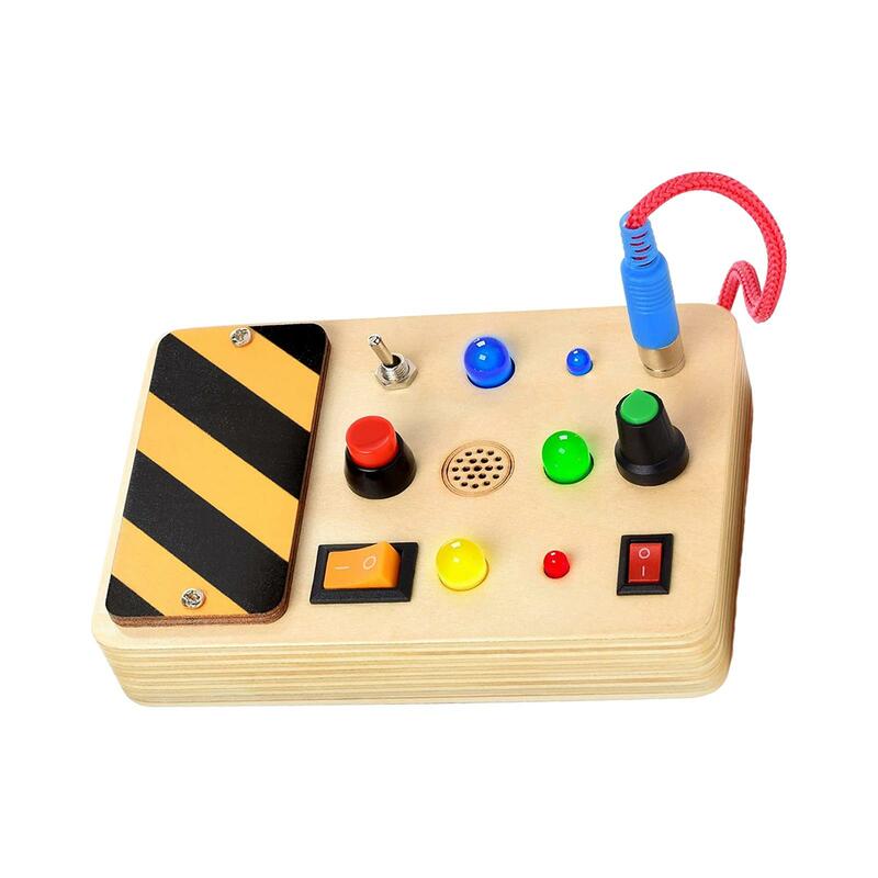 Knopf beschäftigt Brett Holz Bedienfeld pädagogisches Lernen Spielzeug Lichter Schalter beschäftigt Board für Kleinkinder Mädchen Kinder Geburtstags geschenke