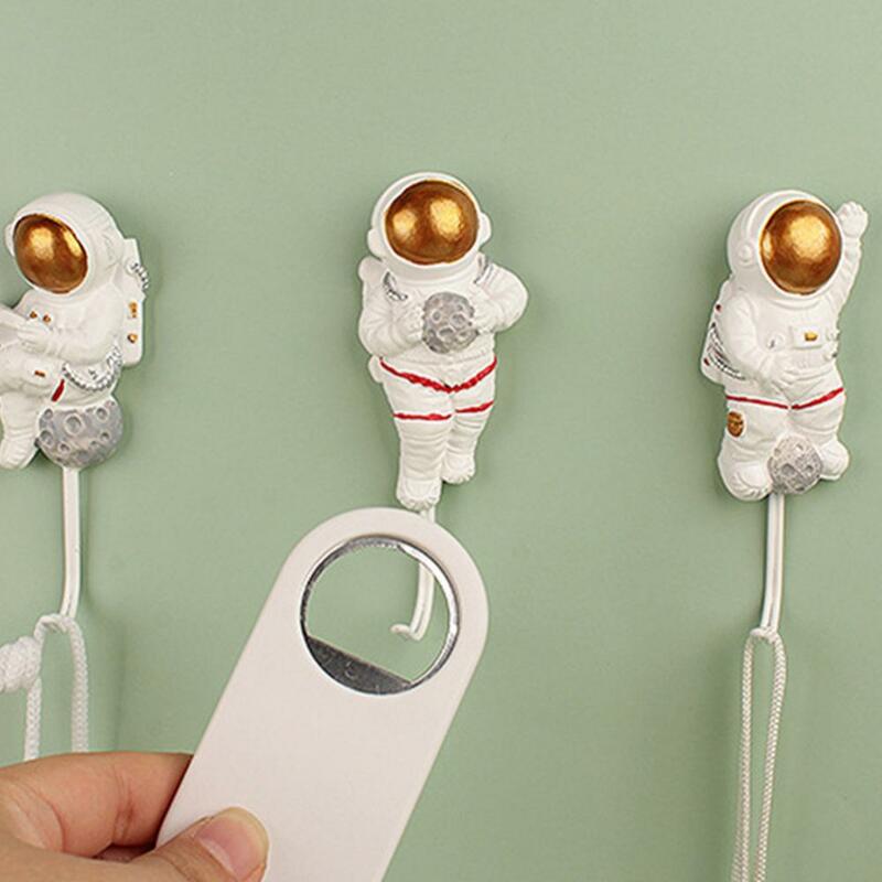 Desenhos animados astronauta gancho para utensílios de cozinha, sem traço, cabide de parede viscose forte atrás dos ganchos da porta, sem perfuração