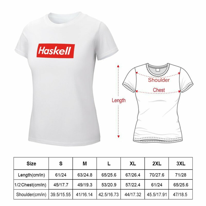 Haskell Block Logo T-Shirt Vintage Kleidung T-Shirts Tops Workout-Shirts für Frauen