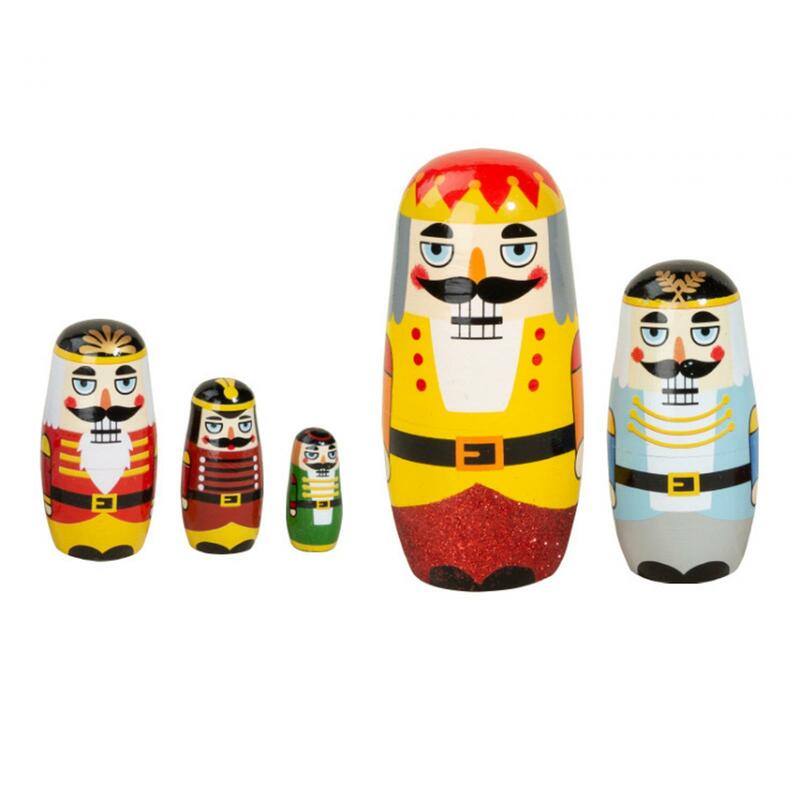 Piezas de Cascanueces para niños, juguetes hechos a mano, estante, muñecas Matryoshka de madera, decoración de muñecas rusas, hermoso regalo de vacaciones de Año Nuevo, 5 unidades