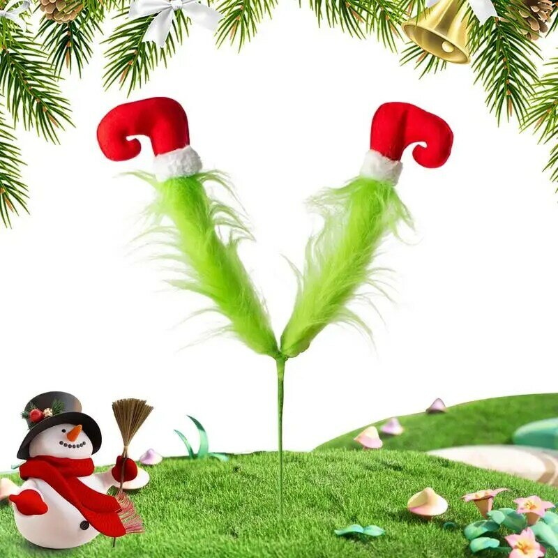 Decorazione del Festival di natale decorazione dell'albero artificiale verde carino con palo gamba dell'elfo ornamenti di natale regali di capodanno 2024