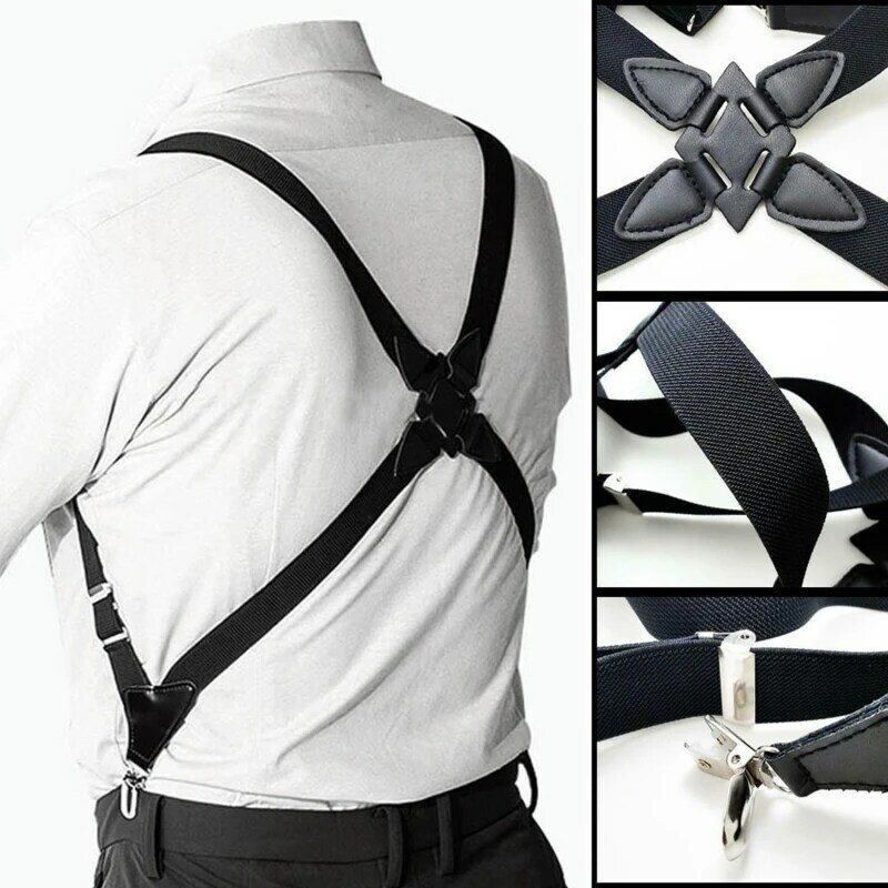 Suspensórios ajustáveis dos homens X Forma Elastic Strap Side Clip Crossover Adulto Suspensorio Calças Vestuário Acessórios