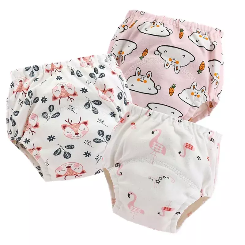 Baby Cotton Training Pants, calcinha impermeável, fraldas de pano, fraldas reutilizáveis Toddler, roupa interior do bebê, 4 pcs por lote